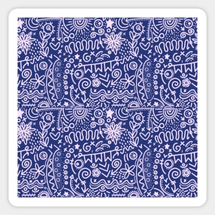 Dark Blue & Pink Bohemian Doodle Sticker